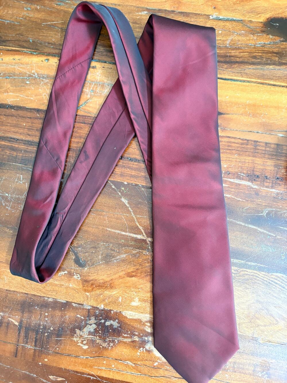 CM Gold Series XL Burgundy Solid Necktie 62” Long Men’s Tie Polyester